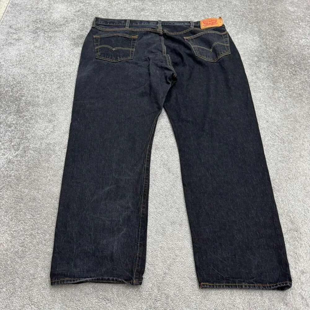 Levi's 501 Original Fit Straight Leg Button Fly Denim Jeans Men 48x34 Tall Black